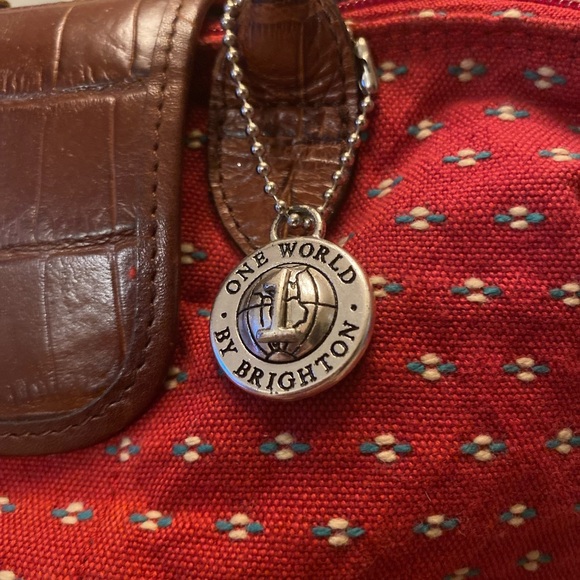 Brighton Red and Brown Heart Accent Tote - Picture 2 of 4